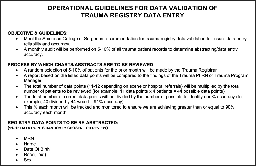Trauma Validation Objectives and Guidelines
