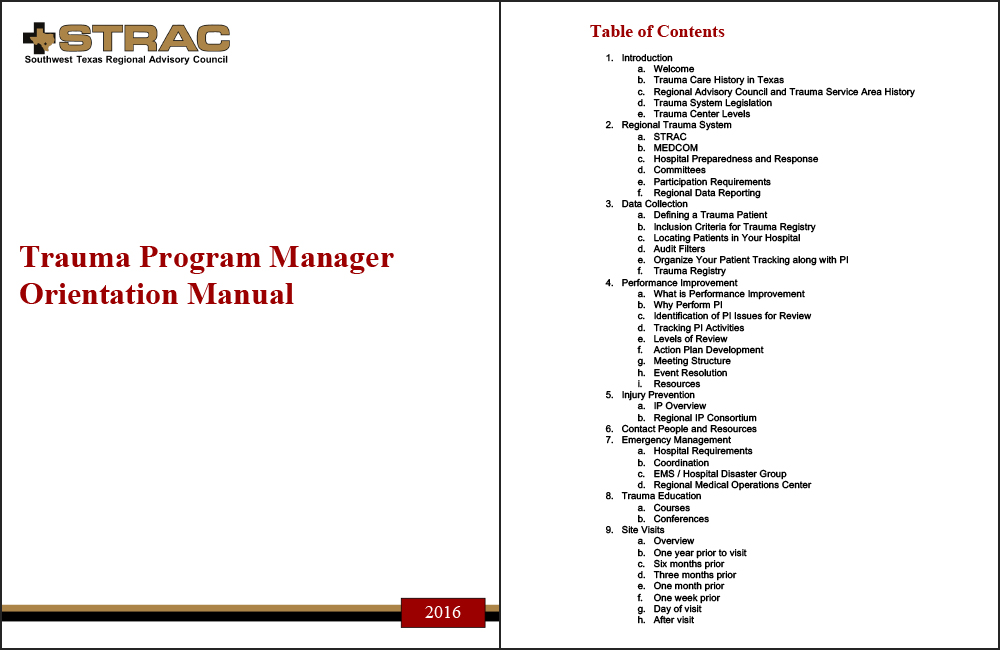 STRAC; Trauma Program Manager Manual