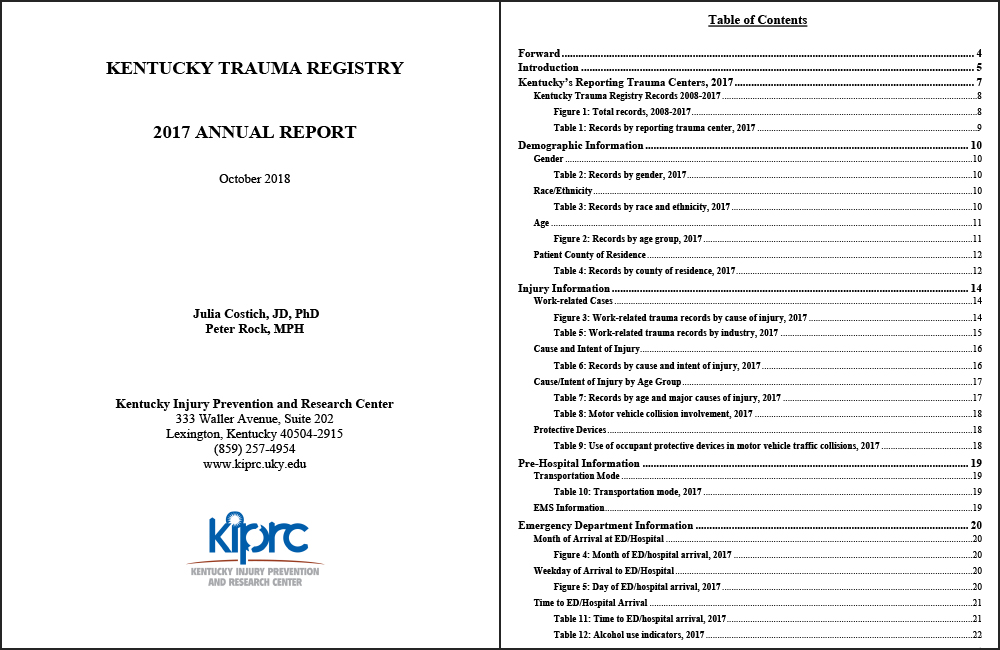 Kentucky; Trauma Registry Annual Report